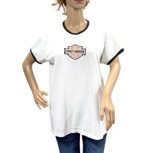 HARLEY-DAVIDSON Vintage Single Stitch Women’s White Short Sleeve Tee Shirt Sz L